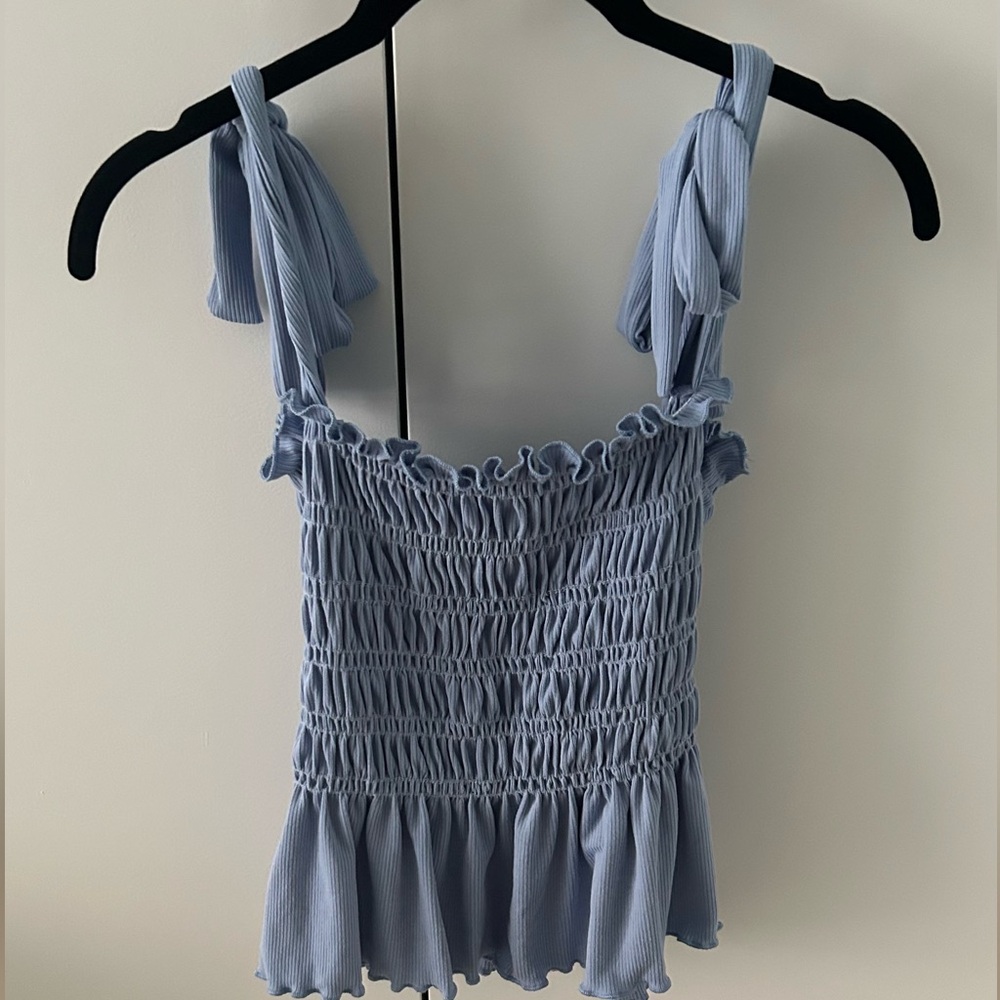 Altar'd State Light Blue Smocked Crop Top